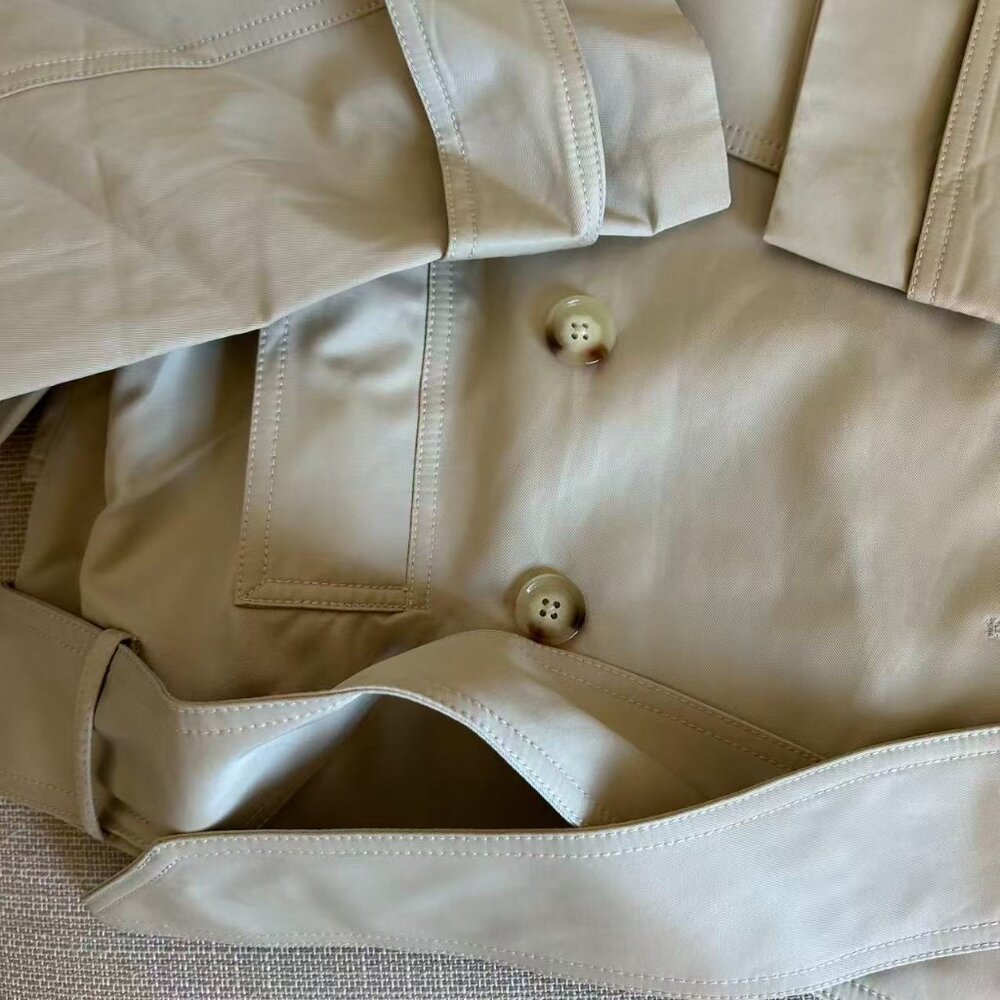 BEST Helsa Oversized Cropped Trench Coat Jacket XSmall Chino Khaki Quiet Lux - Picture 9 of 12